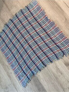 Plaid Fringe scarf - Blue, Red & Green